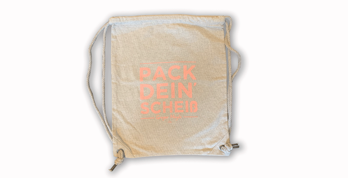 Rucksack - grau/rosa, Farbe hellgrau- washed, Druck rosa